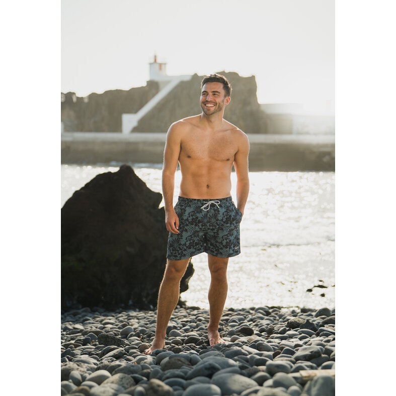 Happy Shorts Happy Shorts Heren Zwemshort Gebloemd Print Blauwgroen