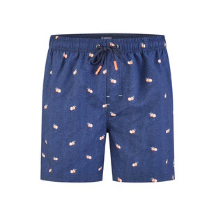 Happy Shorts Heren Zwemshort Donkerblauw Manderijn Fruit Print