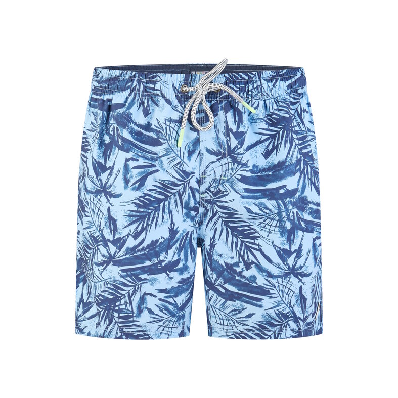 Happy Shorts Happy Shorts Men's Swim Short Palm Leaves Print Blue