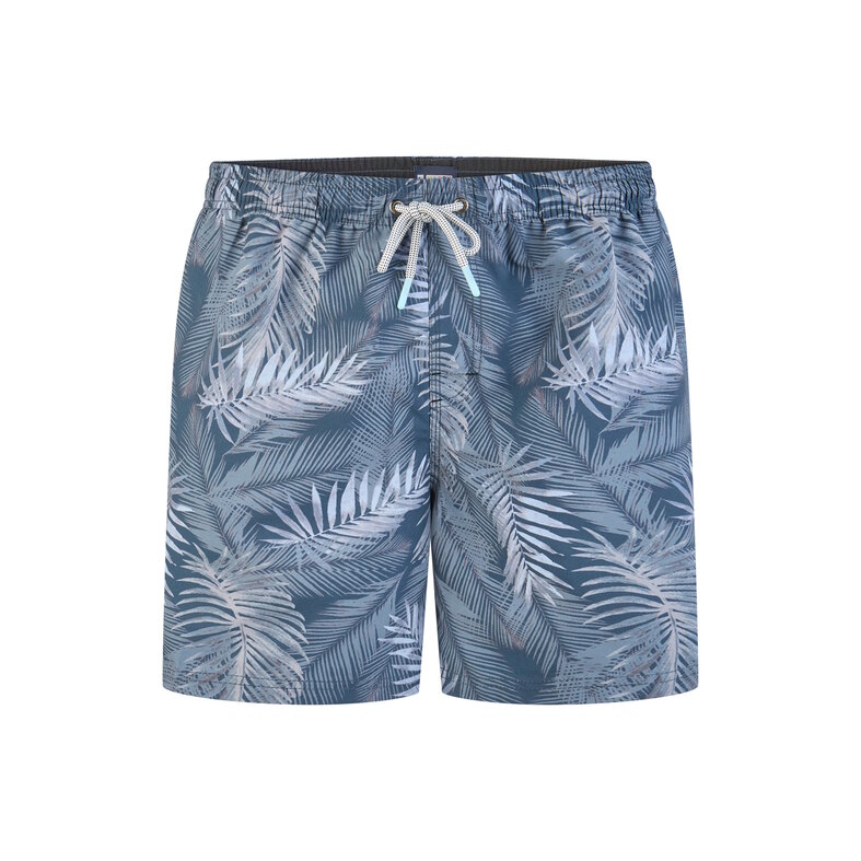 Happy Shorts Happy Shorts Heren Zwemshort Palmbladeren Print Blauwgrijs