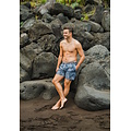 Happy Shorts Happy Shorts Heren Zwemshort Palmbladeren Print Blauwgrijs
