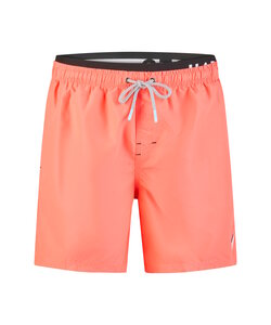 Happy Shorts Heren Zwemshort Dubbele Waistband Effen Neon Rood