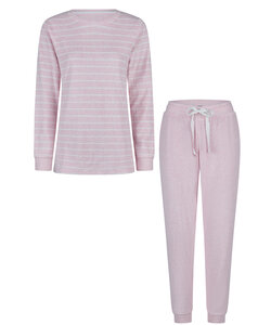 By Louise Ladies Winter Pajama Set Long Terry Striped Pink