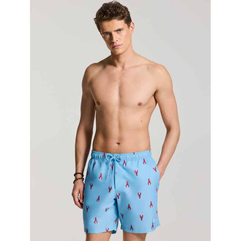 Shiwi Shiwi Heren Zwemshort MIKE 7" Kreeft Print Blauw/Rood