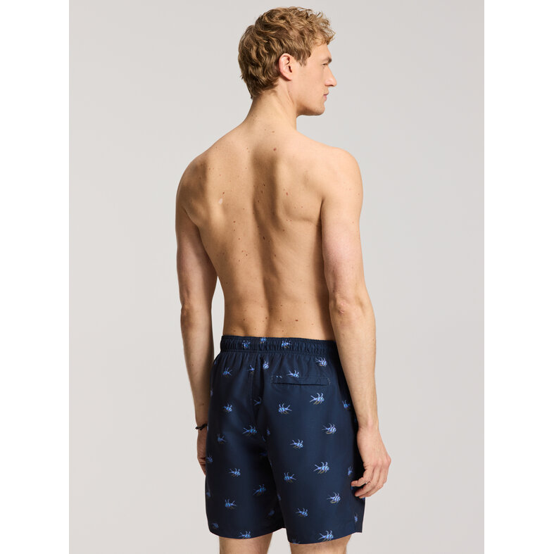 Shiwi Shiwi Men's Swim Short MIKE 7" Fish Print Dark Blue