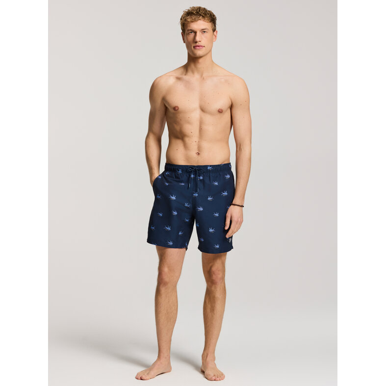 Shiwi Shiwi Men's Swim Short MIKE 7" Fish Print Dark Blue