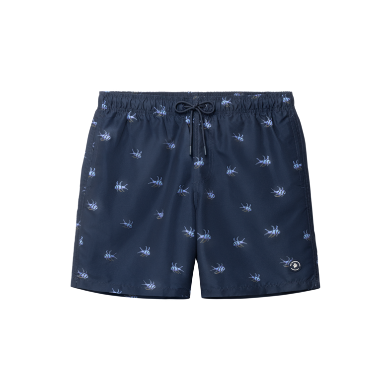 Shiwi Shiwi Men's Swim Short MIKE 7" Fish Print Dark Blue