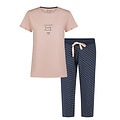 By Louise By Louise Essential Dames Capri Pyjama Driekwart AOP Roze