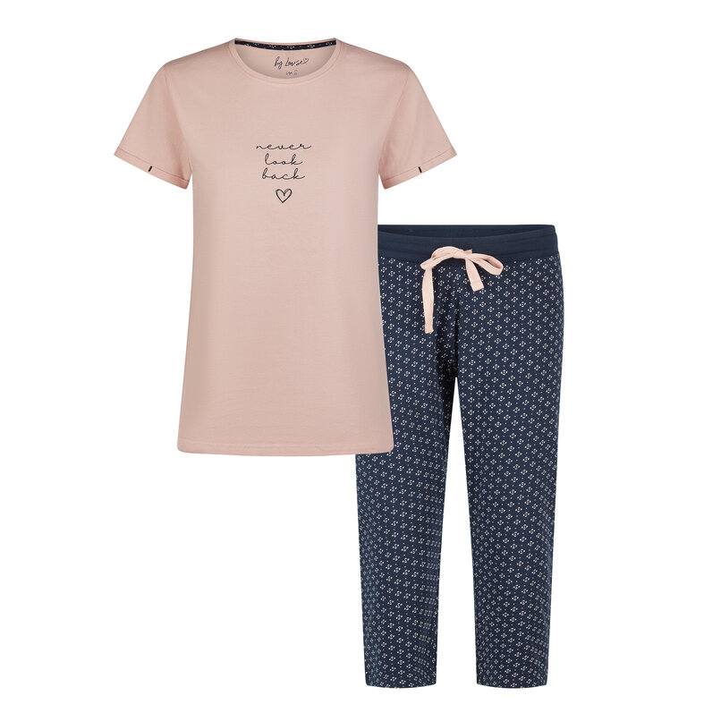 By Louise By Louise Essential Dames Capri Pyjama Driekwart AOP Roze