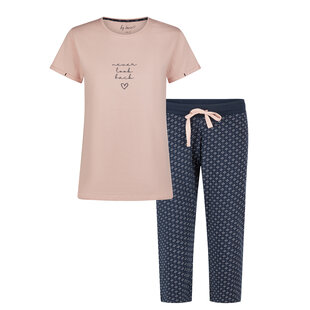 By Louise Essential Ladies Capri Pyjamas Three Quarter AOP Pink