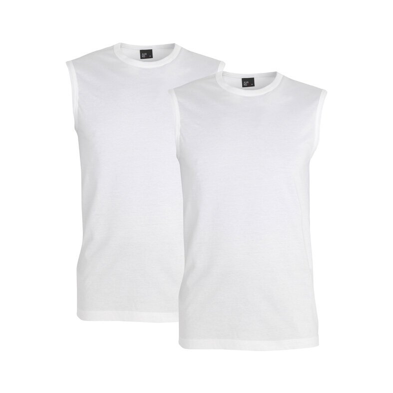 Alan Red Alan Red Men's Undershirt MONTANA Sleeveless Round Neck 2-Pack White
