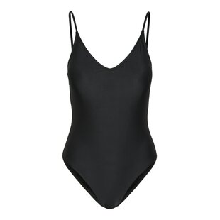Pieces Ladies Swimsuit PCBAOMI Round Neckline Plain Black
