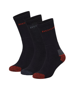 Dunlop Men's Work Socks 3-Pack Black