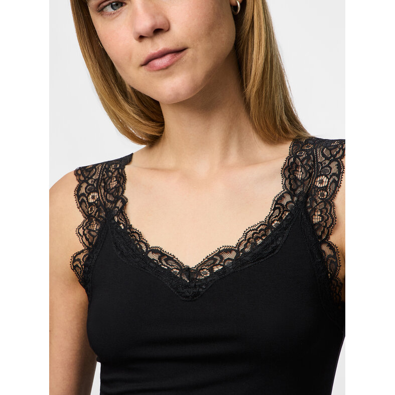 PIECES Pieces Dames Top Kant PCBARBERA LACE 2-Pack Effen Zwart