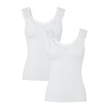 PIECES Pieces Ladies Top Lace PCBARBERA LACE 2-Pack Solid White