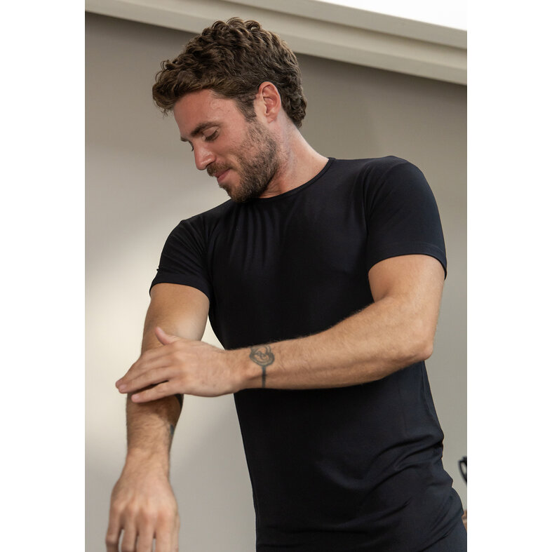 Alan Red Alan Red Men's Undershirt OTTOWA Stretch T-shirt Round Neck 2-Pack Black