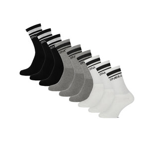 O'Neill Sportsokken Unisex 9-Pack Effen Multi Wit/Grijs/Zwart