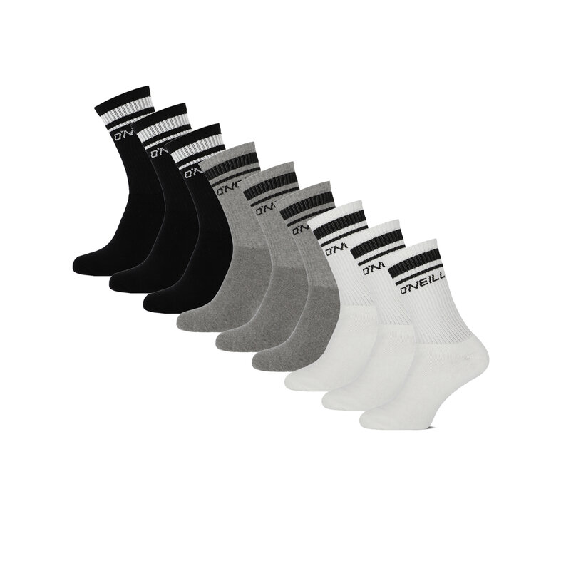 O'Neill O'Neill Sports Socks Unisex 9-Pack Solid Multi White/Gray/Black