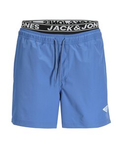 Jack & Jones Men's Swim Short JPSTMAUI SURF Double Waistband Solid Blue