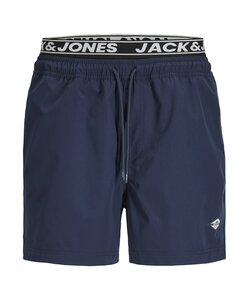 Jack & Jones Heren Zwemshort JPSTMAUI SURF Dubbele Waistband Effen Donkerblauw