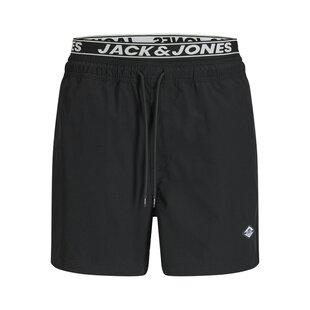 Jack & Jones Men's Swim Short JPSTMAUI SURF Double Waistband Plain Black