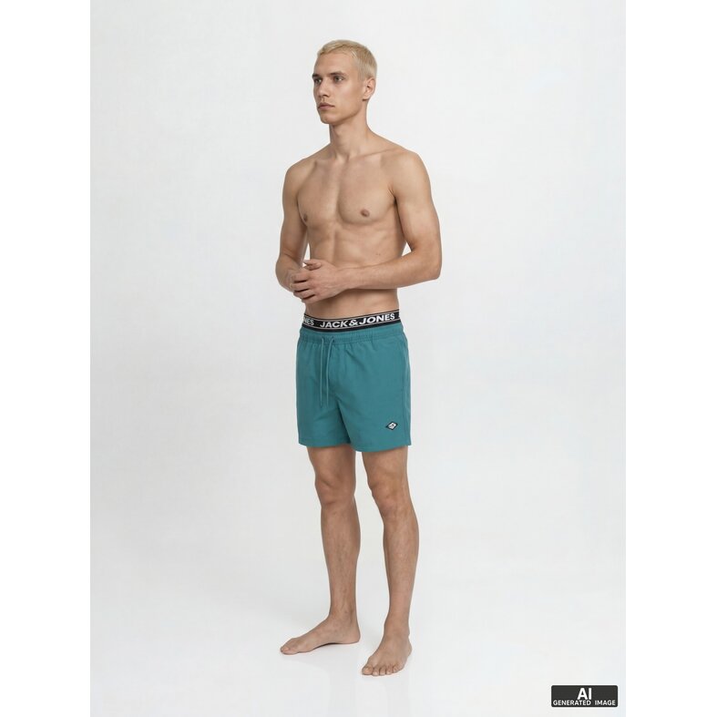 Jack & Jones Jack & Jones Heren Zwemshort JPSTMAUI SURF Dubbele Waistband Effen Blauwgroen