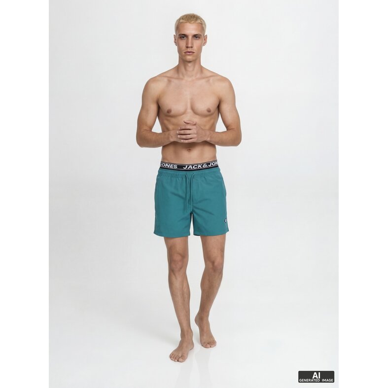 Jack & Jones Jack & Jones Heren Zwemshort JPSTMAUI SURF Dubbele Waistband Effen Blauwgroen