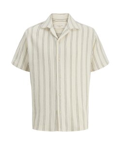 Jack & Jones Heren Blouse JJECOBA Korte Mouw Wit Gestreept