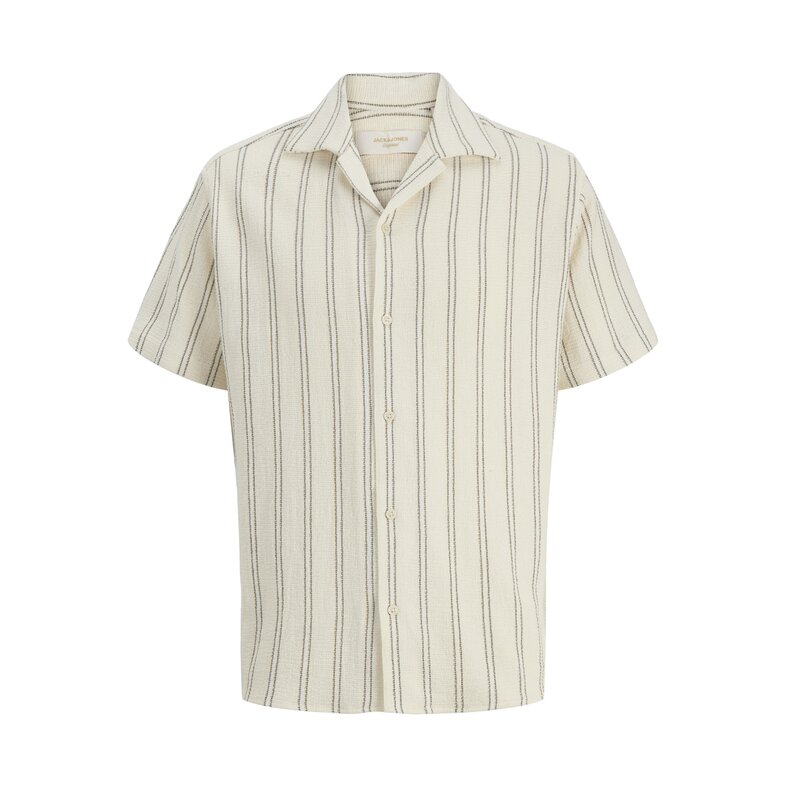 Jack & Jones Jack & Jones Heren Blouse JJECOBA Korte Mouw Wit Gestreept
