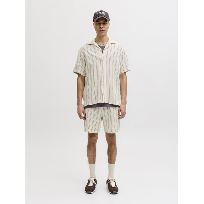 Jack & Jones Jack & Jones Heren Blouse JJECOBA Korte Mouw Wit Gestreept
