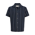 Jack & Jones Jack & Jones Heren Blouse JJECOBA Korte Mouw Donkerblauw Gestreept