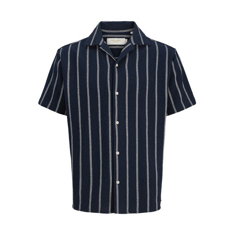 Jack & Jones Jack & Jones Heren Blouse JJECOBA Korte Mouw Donkerblauw Gestreept