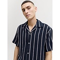 Jack & Jones Jack & Jones Heren Blouse JJECOBA Korte Mouw Donkerblauw Gestreept
