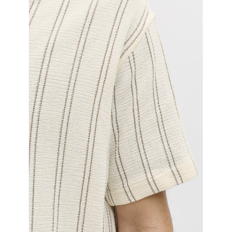 Jack & Jones Jack & Jones Heren Blouse JJECOBA Korte Mouw Wit Gestreept