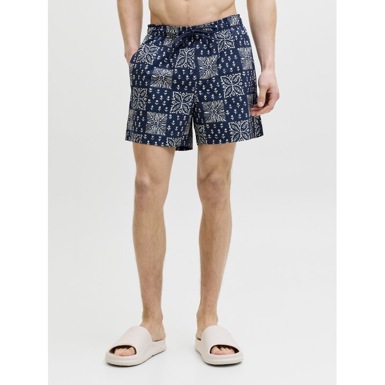 Jack & Jones Jack & Jones Heren Zwemshort JPSTMAUI SHELL Geblokt/Gebloemd Donkerblauw/Wit