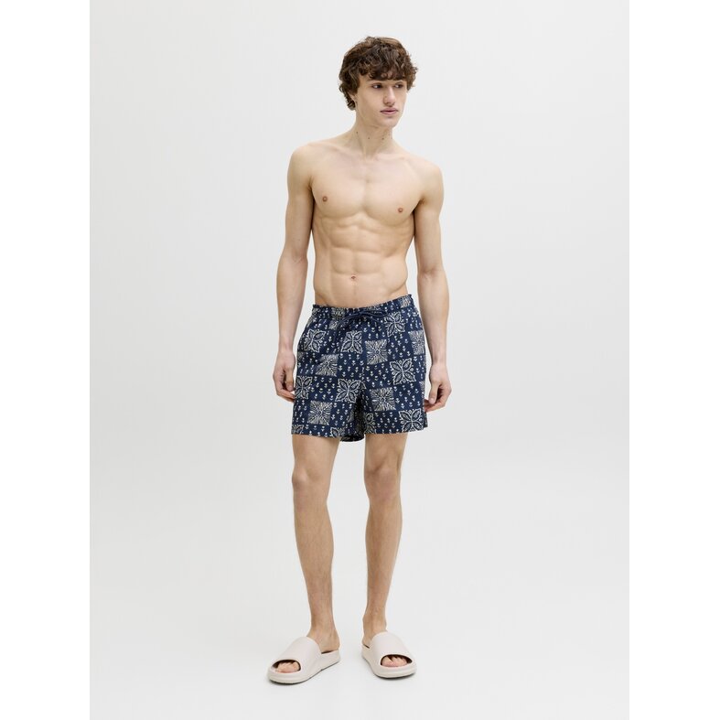 Jack & Jones Jack & Jones Heren Zwemshort JPSTMAUI SHELL Geblokt/Gebloemd Donkerblauw/Wit
