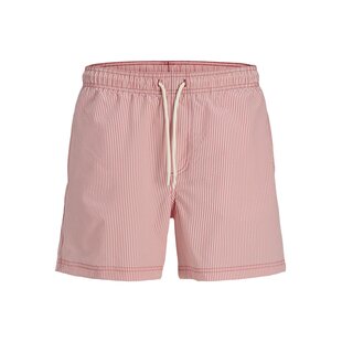 Jack & Jones Men's Swim Short JPSTMAUI OCEAN Seersucker Striped Red