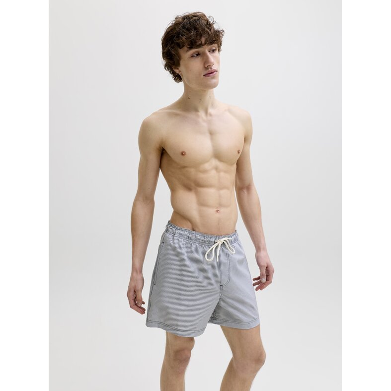 Jack & Jones Jack & Jones Heren Zwemshort JPSTMAUI OCEAN Seersucker Gestreept Donkerblauw