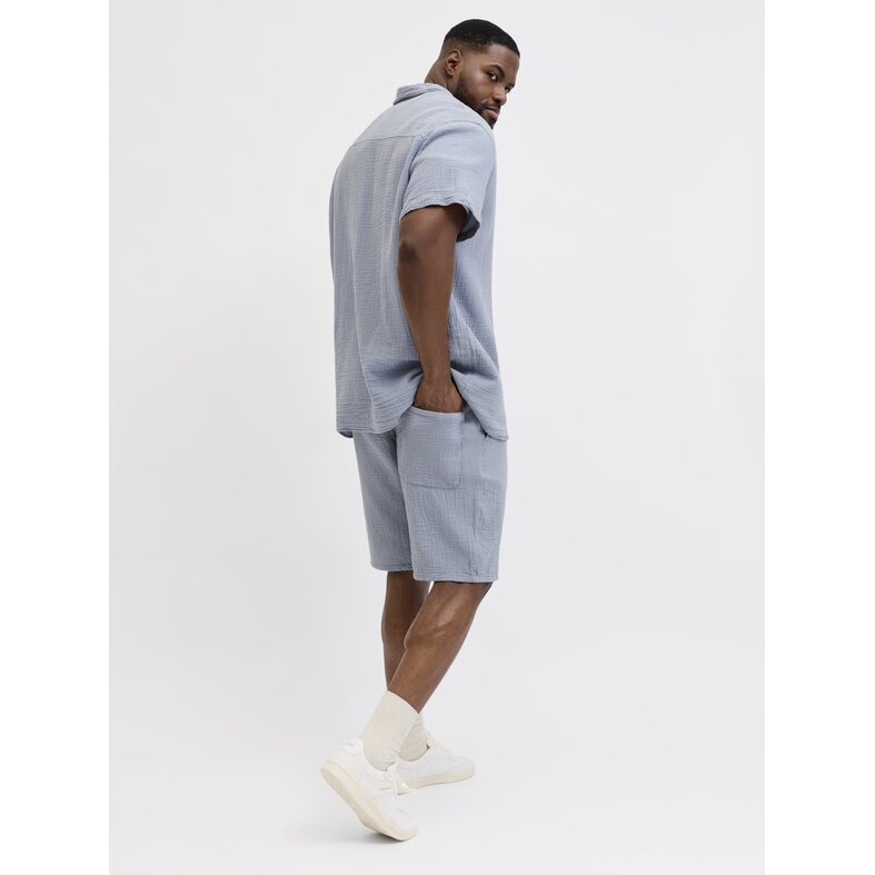 Jack & Jones Jack & Jones Heren Plus Size Blouse & Shorts Co-ord Set JORNANTUCKET Effen Lichtblauw