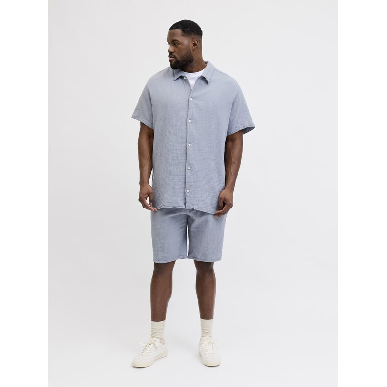 Jack & Jones Jack & Jones Heren Plus Size Blouse & Shorts Co-ord Set JORNANTUCKET Effen Lichtblauw