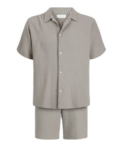 Jack & Jones Heren Blouse & Shorts Co-ord Set JORNANTUCKET Effen Taupe