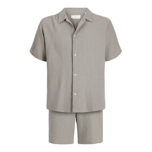 Jack & Jones Men's Blouse & Shorts Co-ord Set JORNANTUCKET Solid Taupe