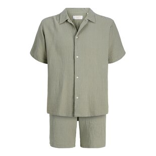 Jack & Jones Men's Blouse & Shorts Co-ord Set JORNANTUCKET Solid Green