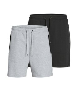 Jack & Jones Men's Shorts JPSTGORDON Interlock 2-Pack Plain Gray/Black