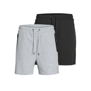 Jack & Jones Heren Korte Broek JPSTGORDON Interlock 2-Pack Effen Grijs/Zwart