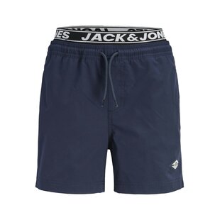 Jack & Jones Junior Jongens Zwemshort JPSTMAUI SURF Dubbele Waistband Effen Donkerblauw