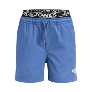 Jack & Jones Junior Boys Swim Short JPSTMAUI SURF Double Waistband Solid Blue