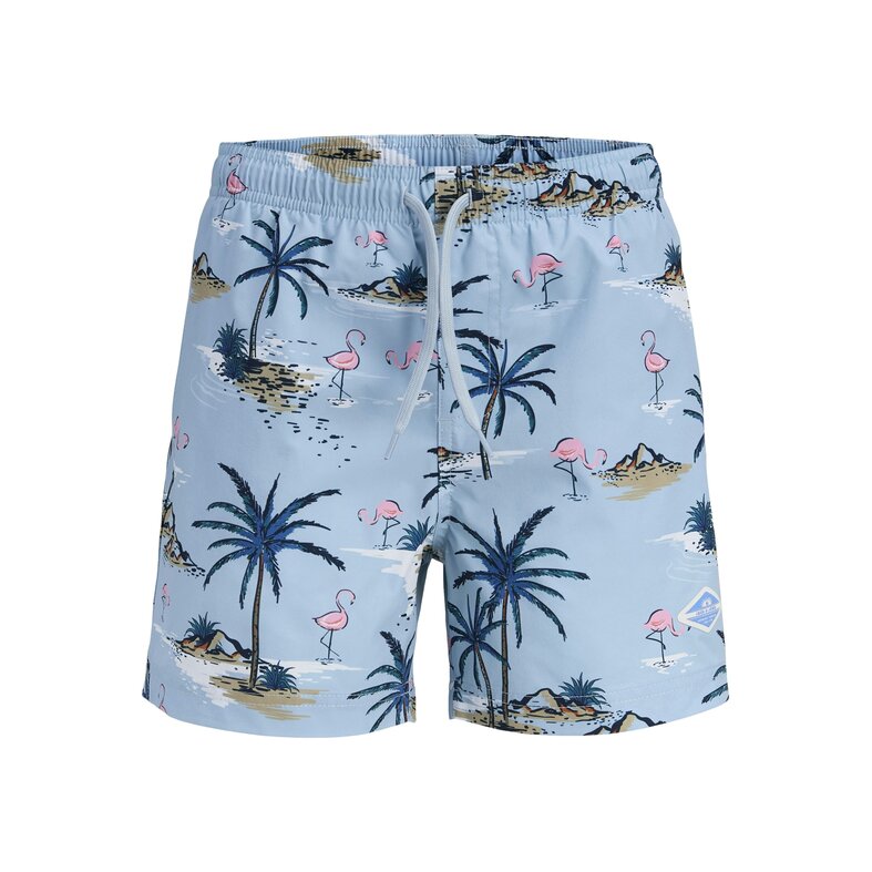 Jack & Jones Junior Jack & Jones Junior Boys Swim Short JPSTMAUI VIBES Light Blue Flamingo/Palm Print