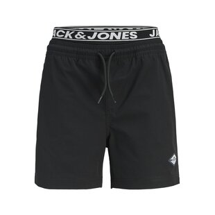 Jack & Jones Junior Jongens Zwemshort JPSTMAUI SURF Dubbele Waistband Effen Zwart