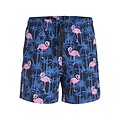 Jack & Jones Junior Jack & Jones Junior Jongens Zwemshort JPSTMAUI VIBES Donkerblauw Flamingo/Palm Print
